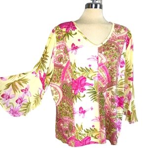 ULLA POPQUEN Multicolour Embellished Beaded Plus Top Size 22/24